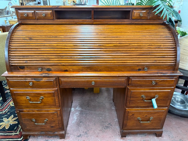 Antique Pine Roll Top Desk – Cherished Possessions