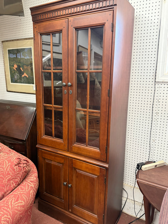 Narrow Bookcase with Glass Doors at top