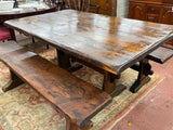 Rustic Solid Wood Table & Benches