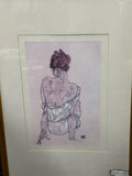"Seated Woman in Underwear, Rear View" Signed Print