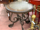 Round Ornate Metal Accent Table