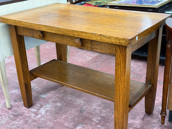 Mission Oak Desk with Shelf & Drawer