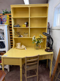 Ethan Allen Pale Yellow Corner Desk with Bookcase
