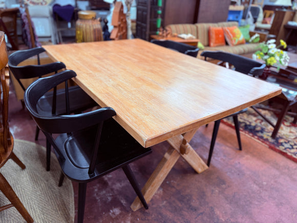 Wood Trestle Farmhouse Table