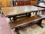 Rustic Solid Wood Table & Benches