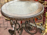 Round Ornate Metal Accent Table