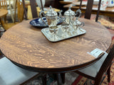 Tiger Oak Round Pedestal Table