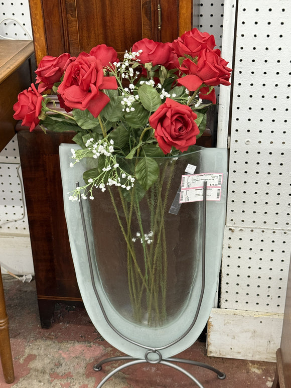 Floor Vase in Metal Stand
