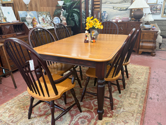 Dark Trim & Natural Oak Dining Table