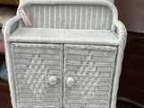White Wicker Two Door Cabinet
