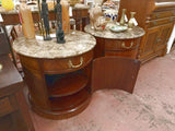Vintage Brown Marble Top Drum Table