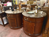 Vintage Brown Marble Top Drum Table