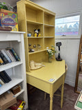 Ethan Allen Pale Yellow Corner Desk with Bookcase