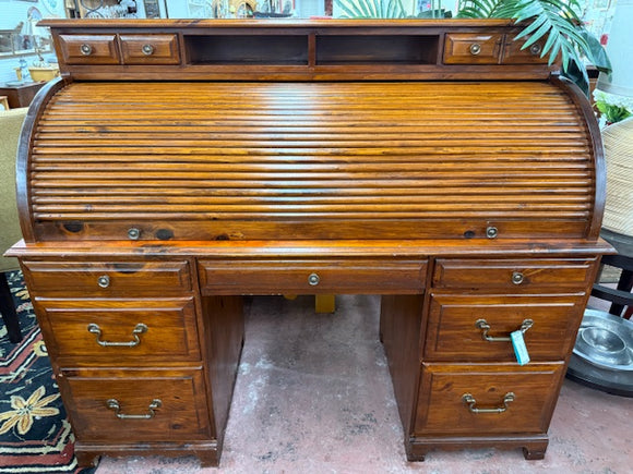 Antique Pine Roll Top Desk – Cherished Possessions