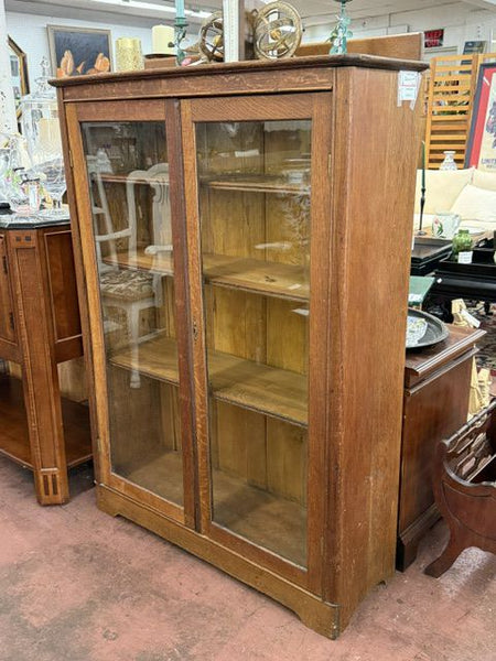 Antique Oak Glass Door Cabinet – Cherished Possessions
