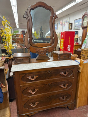 Antique Marble Top Dresser with Mirror