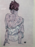 "Seated Woman in Underwear, Rear View" Signed Print