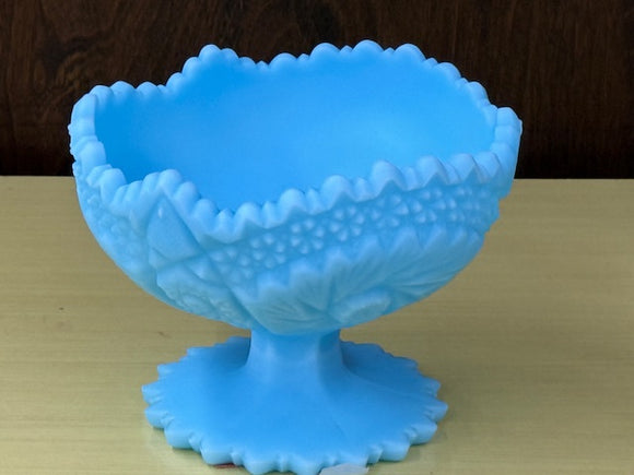 Vintage Fenton Satin Blue Milk Glass Bowl