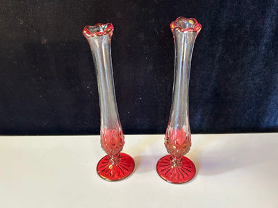 Cranberry Vases Set Of 2