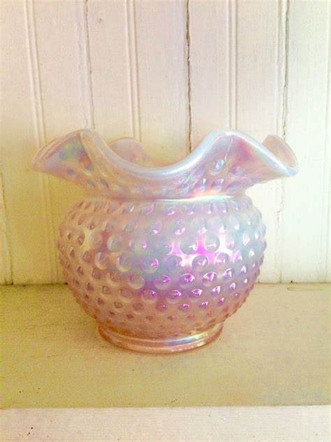 Fenton Pink Iridescent Hob Nail Vase