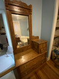 Antique Oak Vanity with Mirror