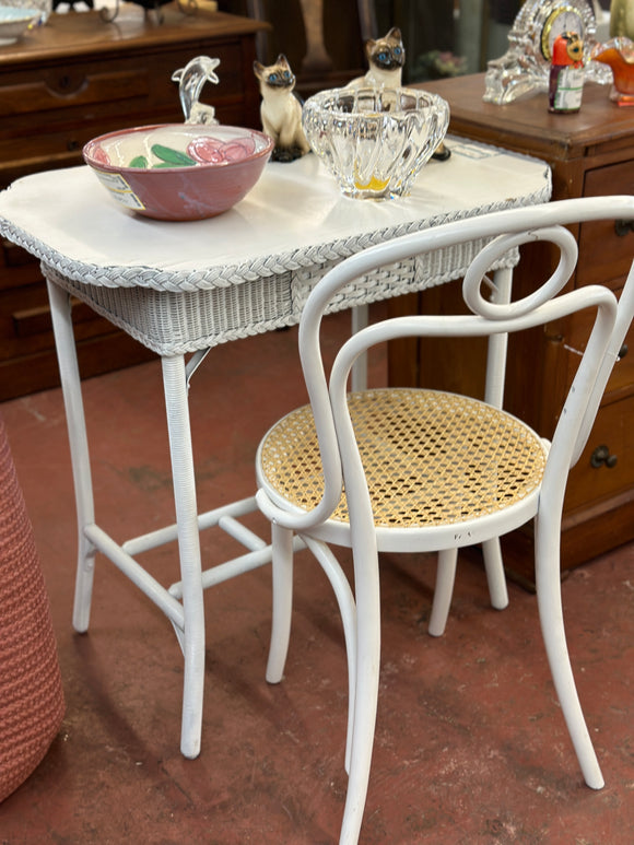 White Wicker Accent Table