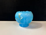 Fenton Turquoise Blue Rose Bowl with Butterfly