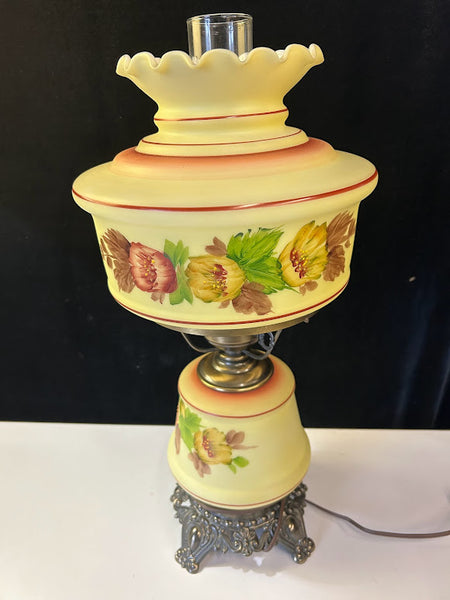 Yellow Floral Hurricane Lamp – Cherished Possessions