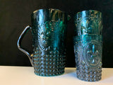 Vintage Green Pitcher Set with Two Glasses