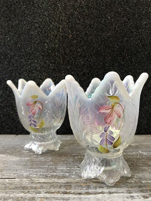 Fenton Clear to Opalescent Candelholder